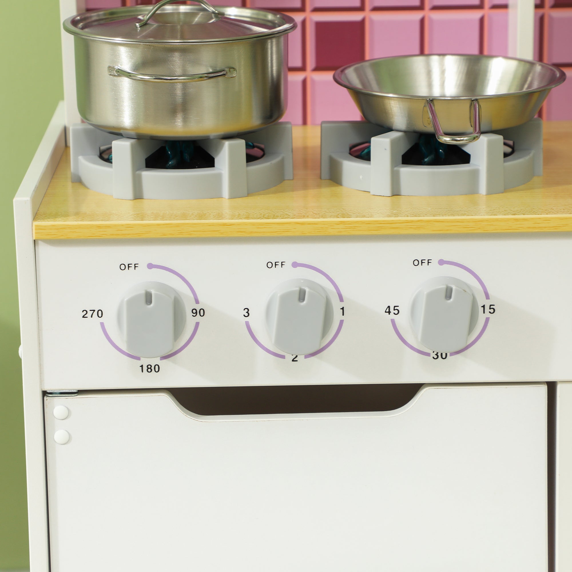 Kids Play Kitchen, Pretend Play Kitchen with Realistic Oven, Stove, Sink, Kitchen Accessories, White