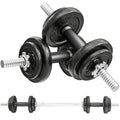 2-in-1 Adjustable Dumbbells Set, 20kg Cast Iron Weights Dumbbells Set with Non-Slip Grip for Strength Training, Weight Lifting, Bodybuilding, Home Gym Workout Equipment for Men & Women