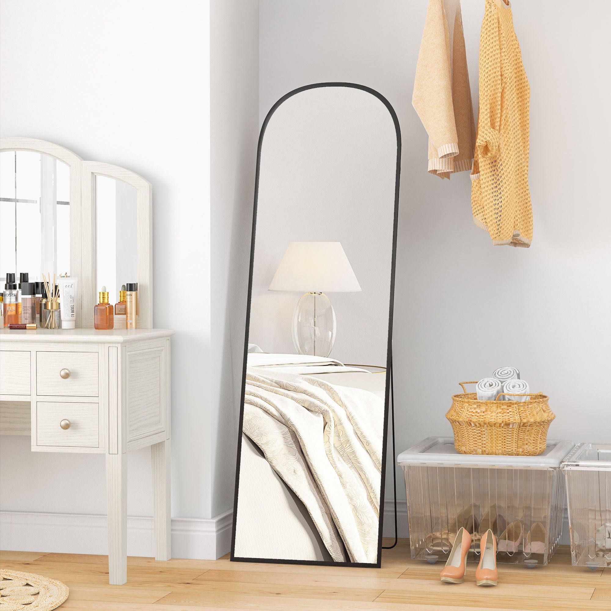 162cm Aluminium Frame Standing Mirror - Black