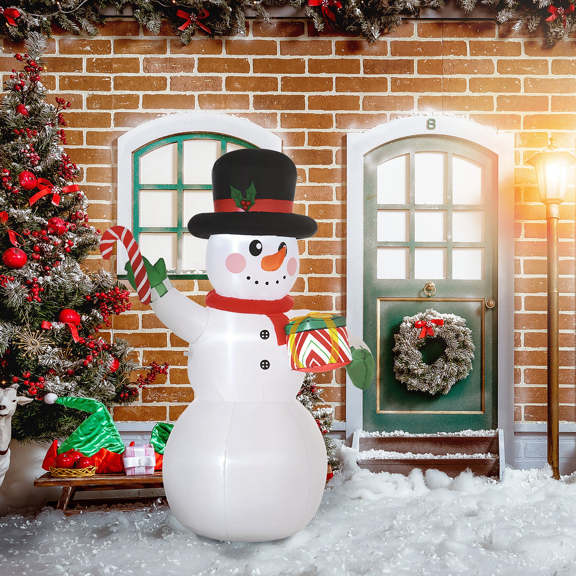 6ft Inflatable Christmas Snowman, with Accessories