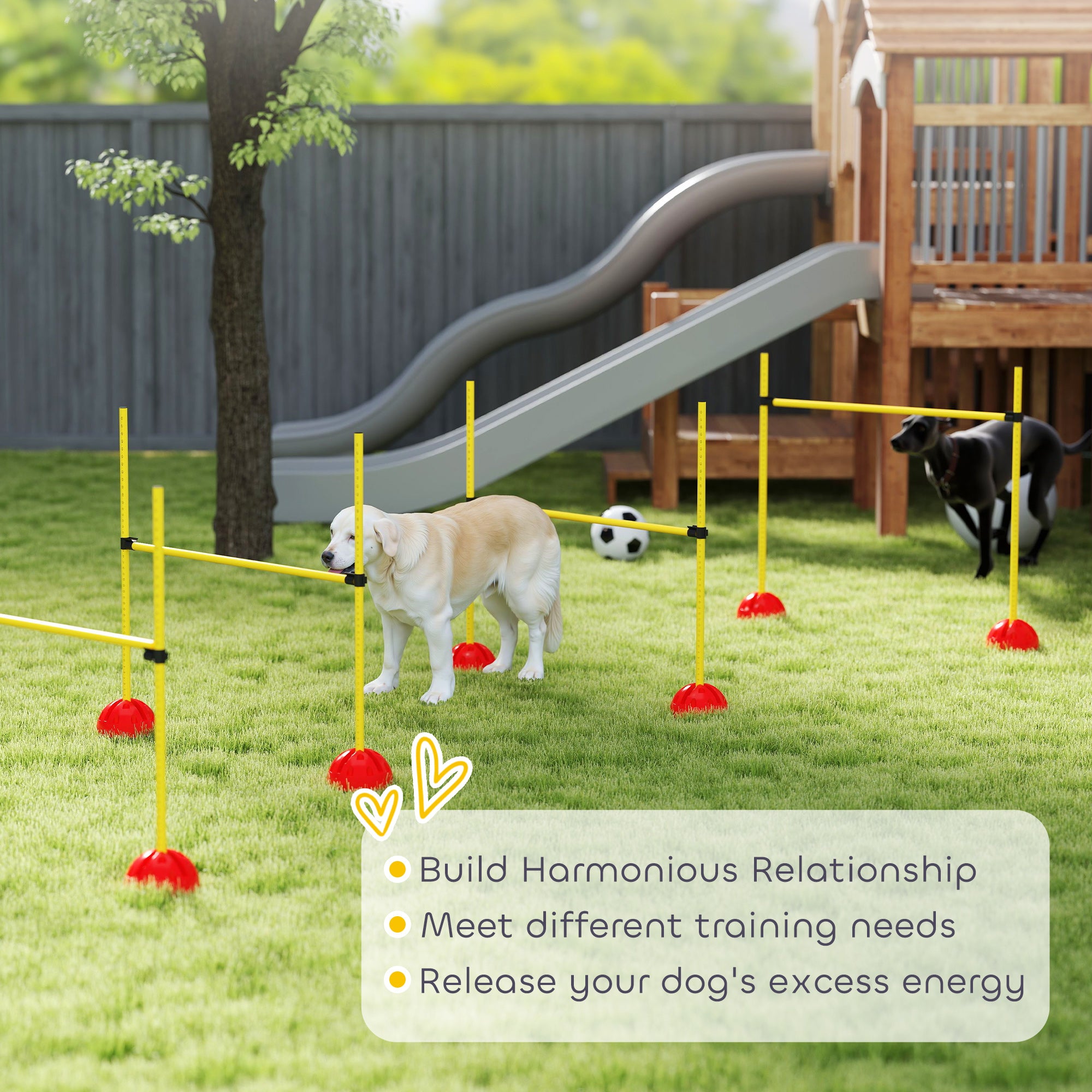 4 Piece Adjustable Dog Agility Hurdle Set with Carry Bag - Yellow