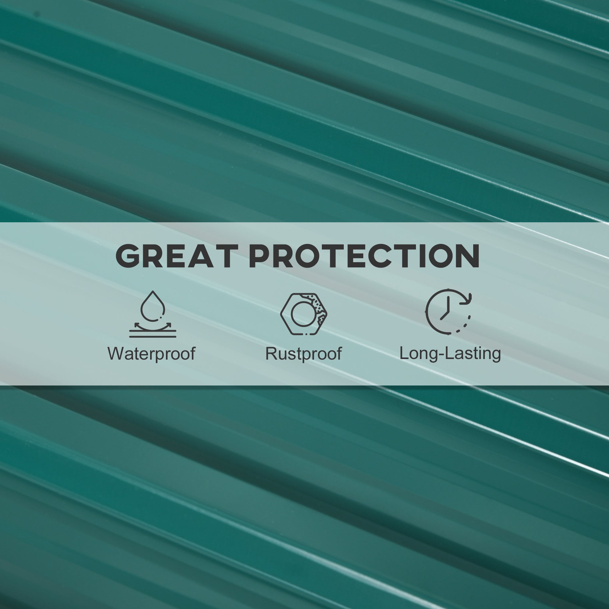 Pack of 24 Galvanised Corrugated Roofing Sheets for Greenhouse - Green