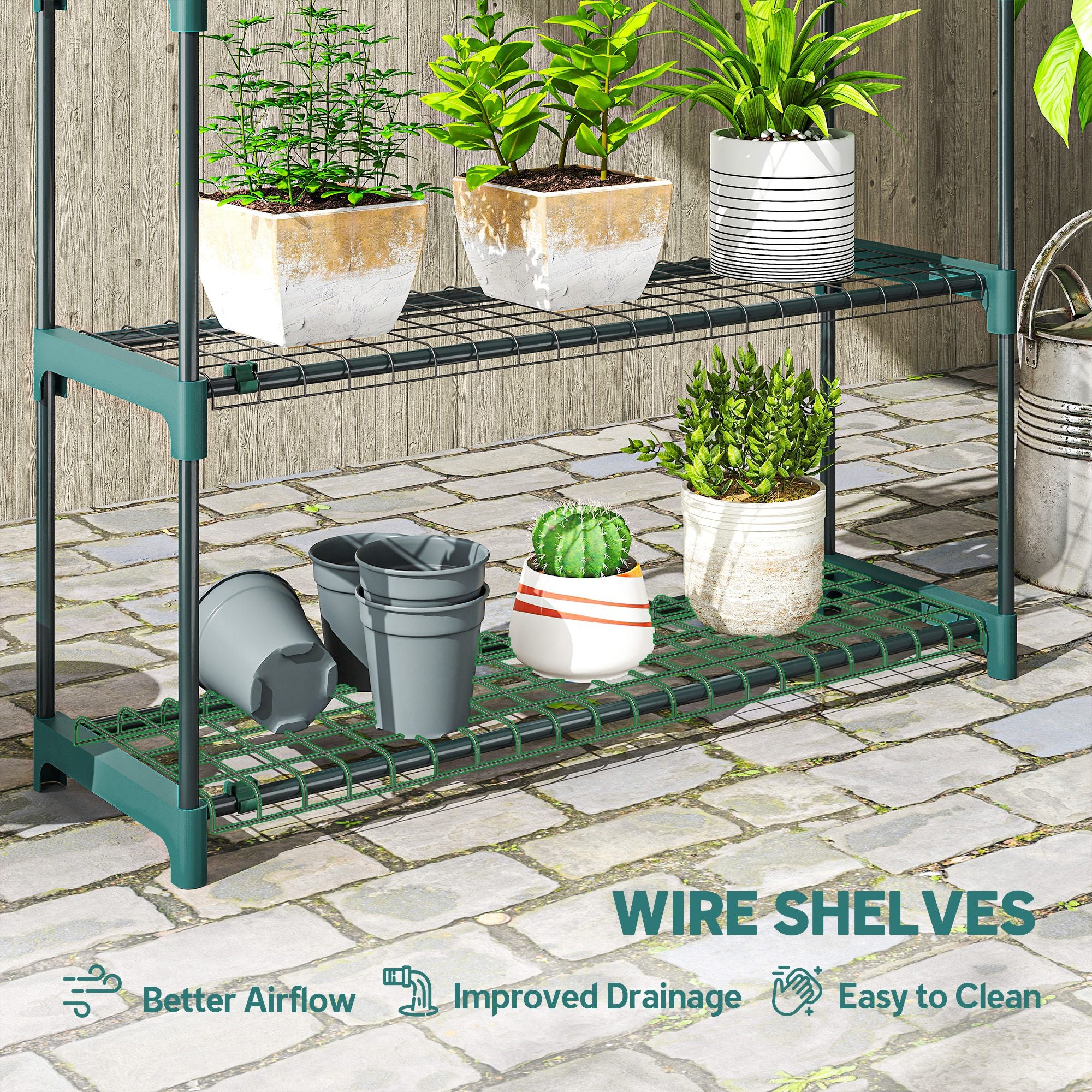 4-Tier Plant Stand Indoor Outdoor, Set of 2 Metal Plant Shelf with Rack Buckles for Easy Assembly, Flower Display Rack