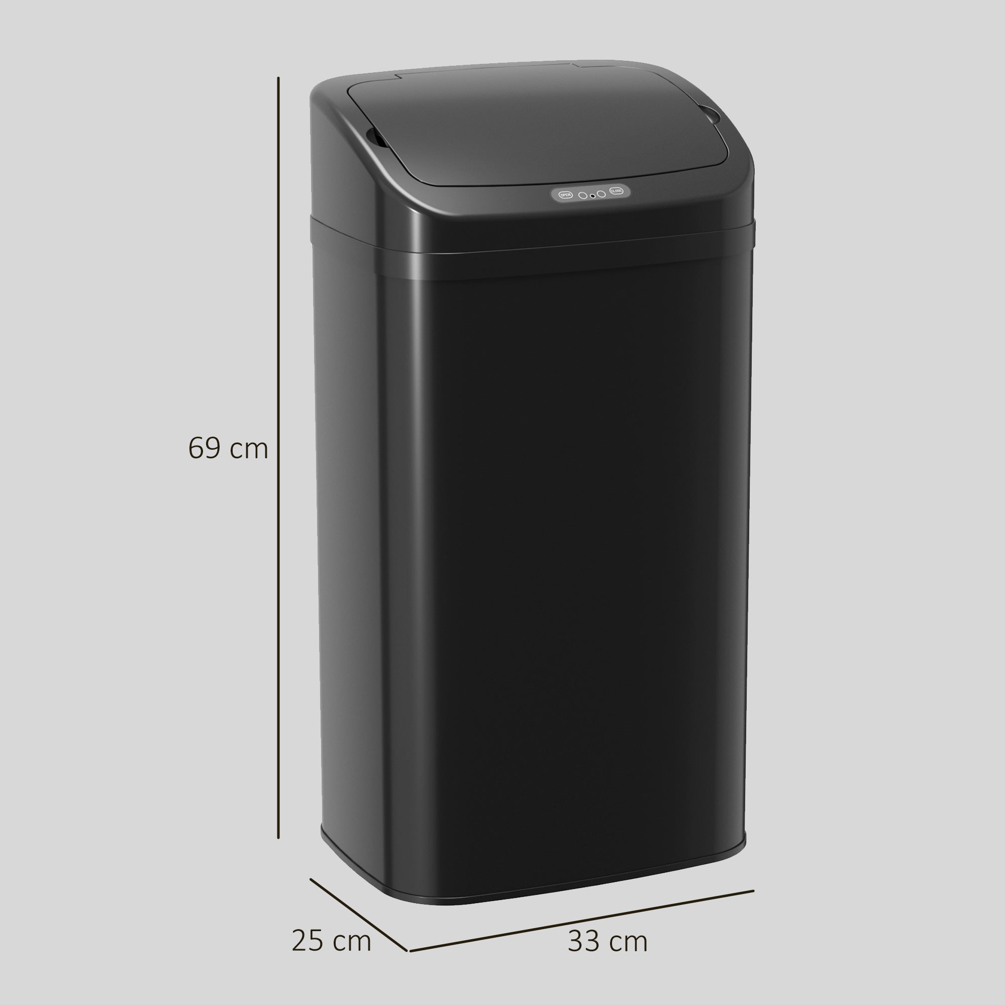 48L Galvanised Steel Sensor Bin - Black