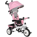 6 in 1 Kids Trike Push Bike with Canopy, 5-Point Safety Belt, Storage & Brake for Ages 1-5 - Pink