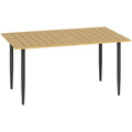 6 Seater Garden Dining Table with Parasol Hole 150x90 cm - Brown Steel Frame