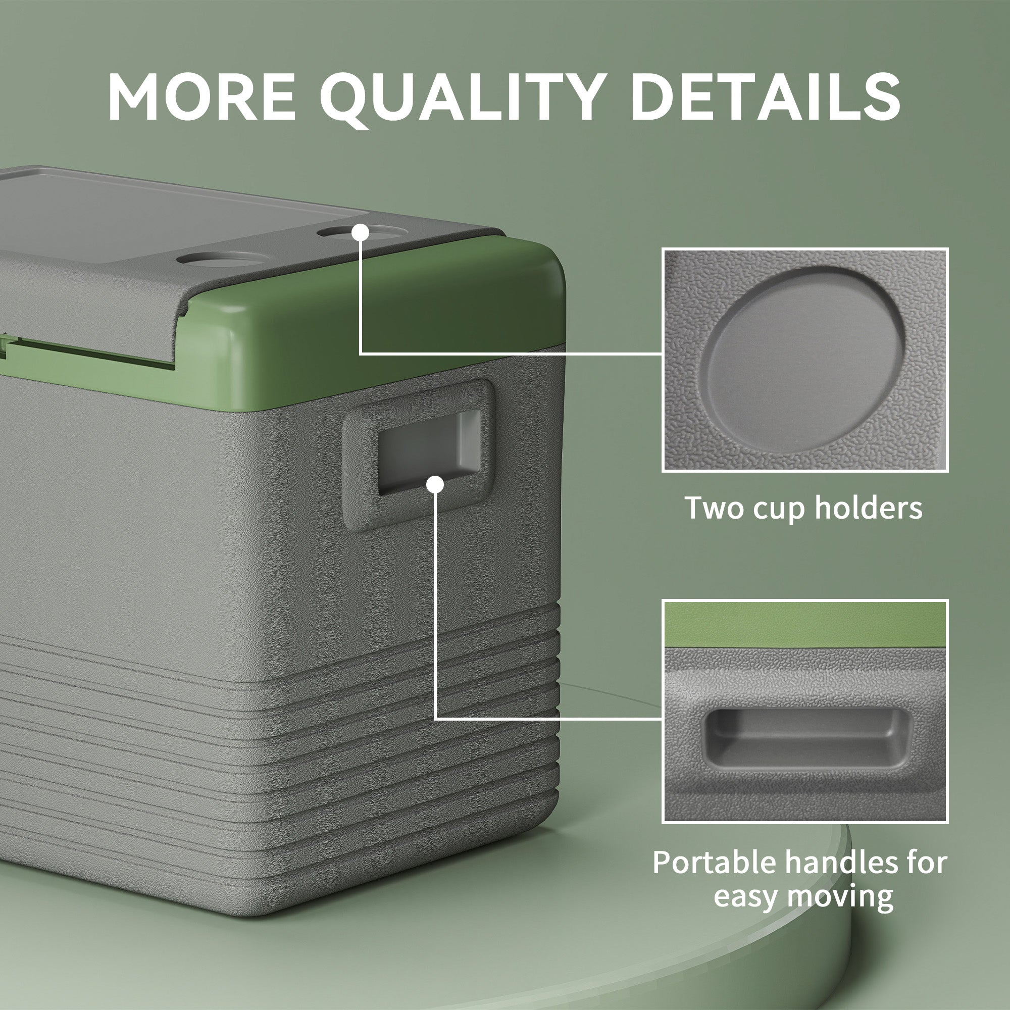 40L Portable Car Refrigerator - Light Green and Grey