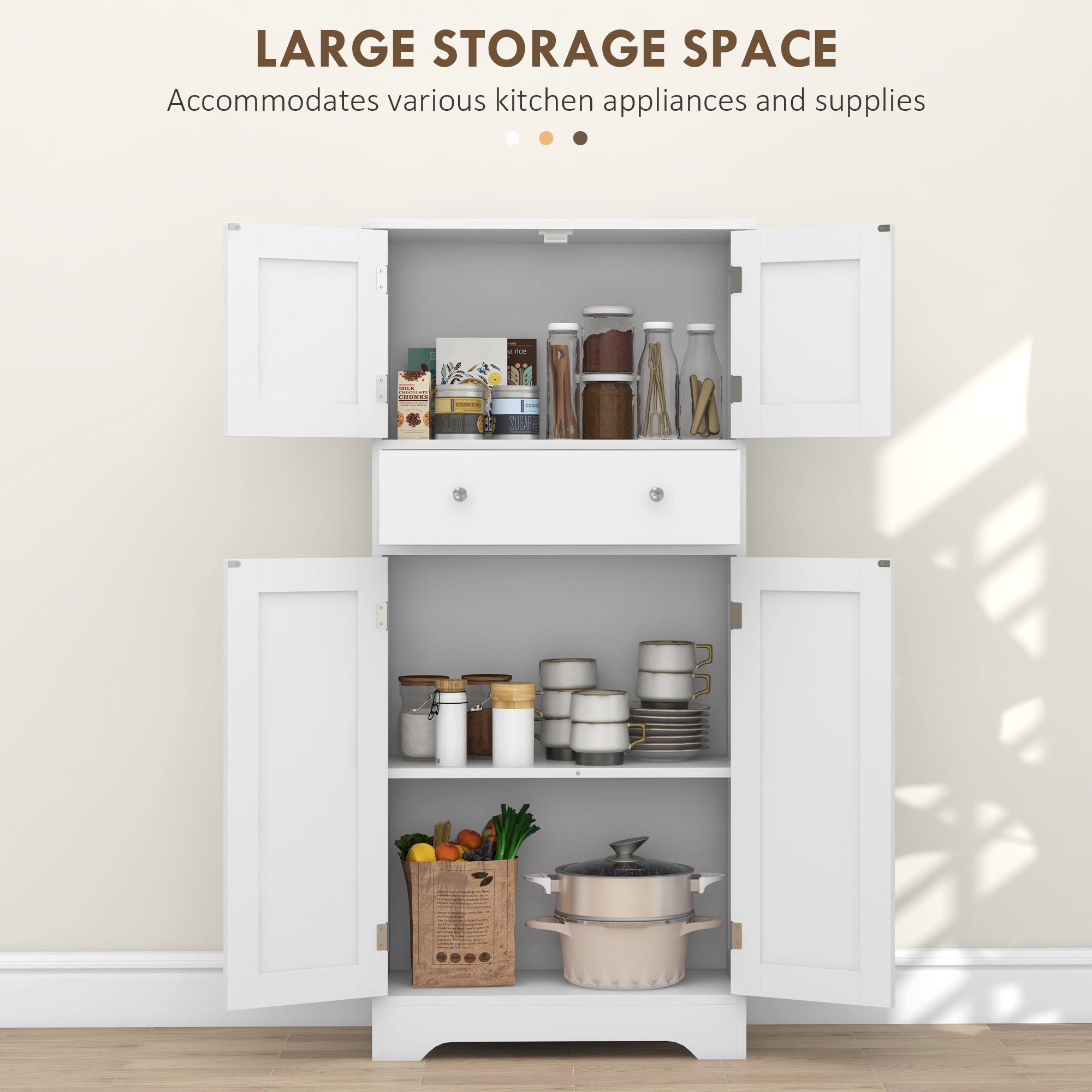 Multi-Storage Freestanding Kitchen Cabinet - White