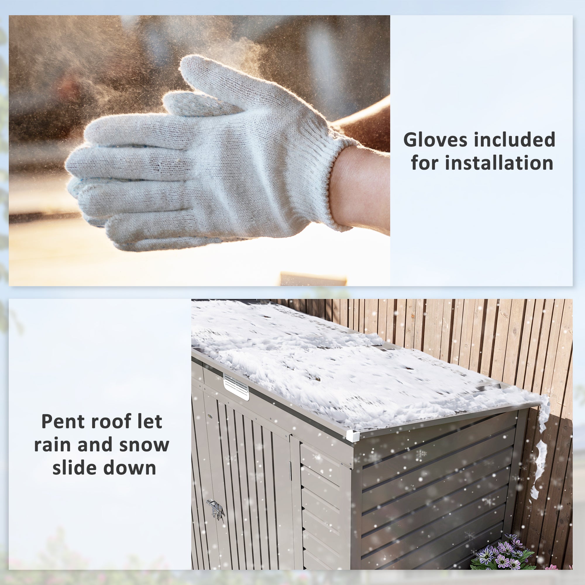 3.7 x 7.9ft Galvanised Steel Garden Shed with Latched Door Light Grey