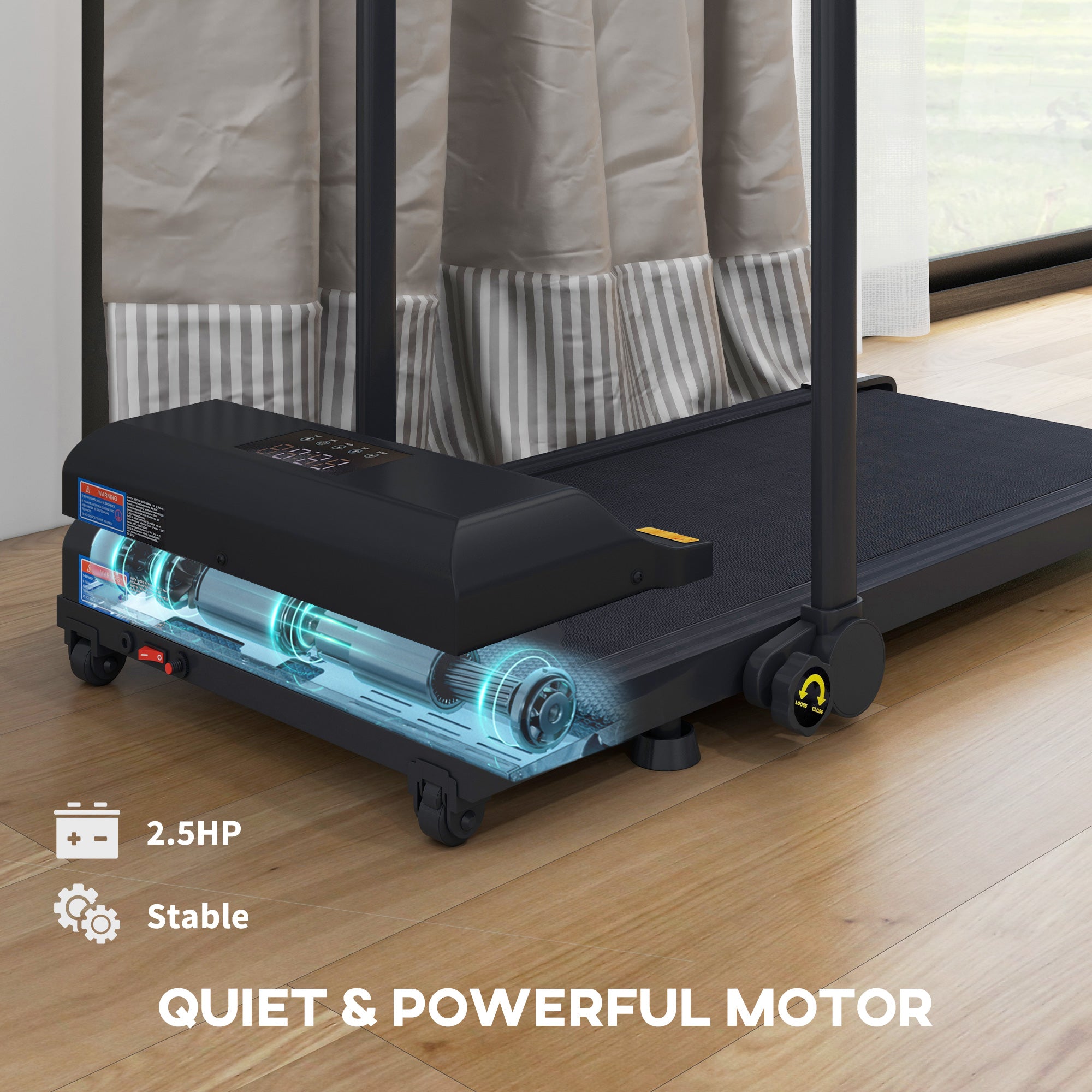 2.5HP Walking Pad Treadmill, Folding Under Desk Treadmill Walking Machine, 1-10KM/H, with Remote Control