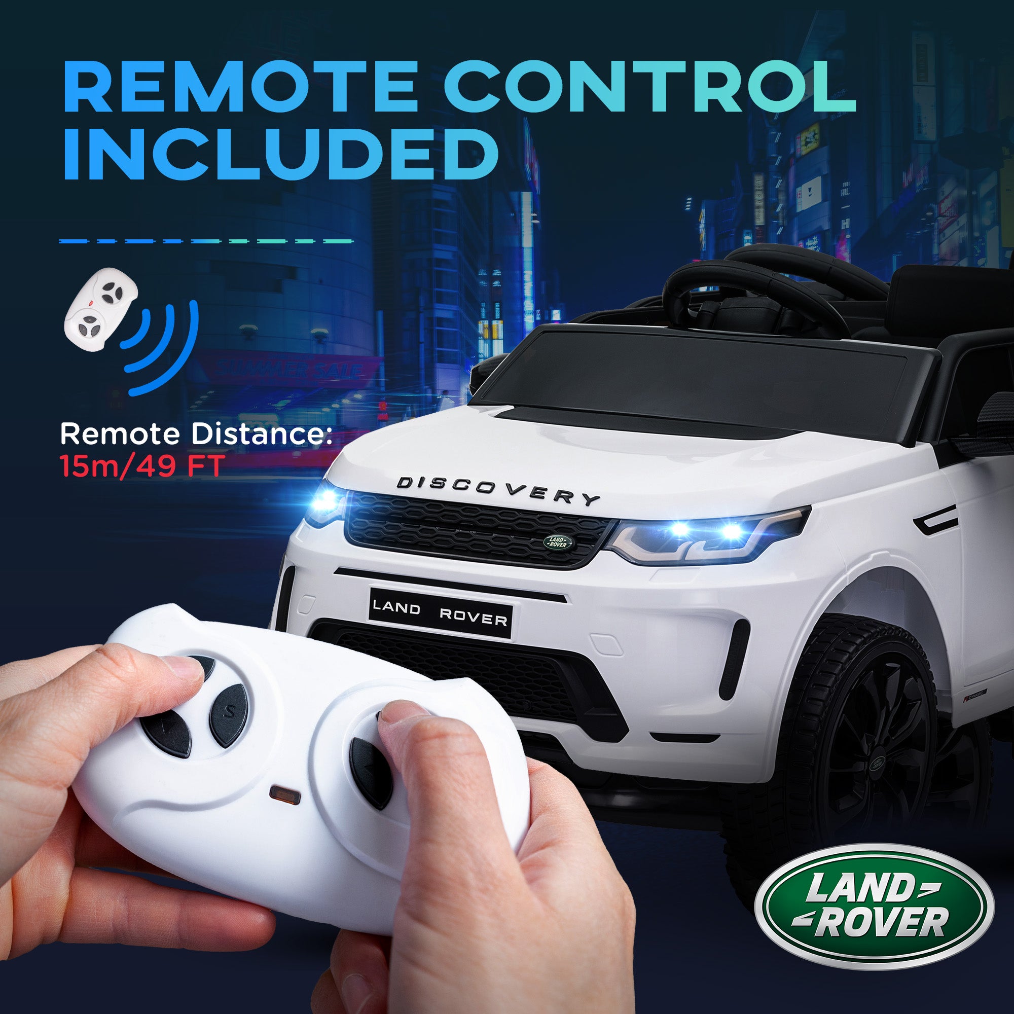 Land Rover Discovery Sport Licensed 12V Kids Ride on Car w/ Remote Control, Lights Music Horn, for 3-6 Years White