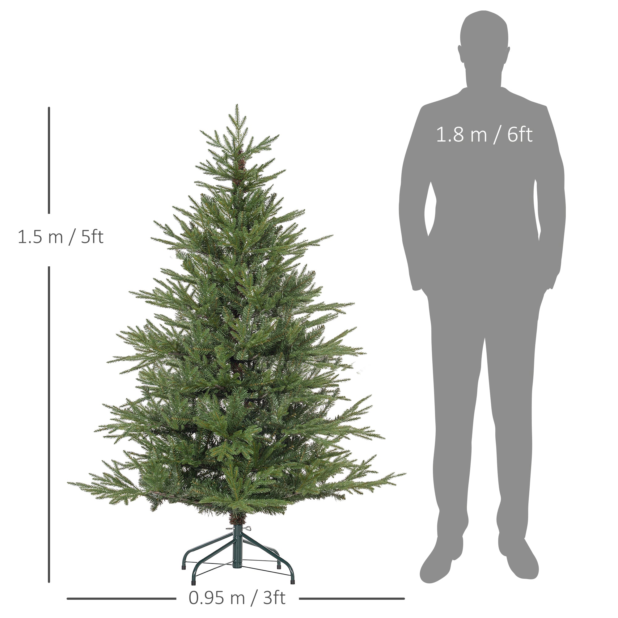 5ft Bushy and Bare Artificial Christmas Tree - Green