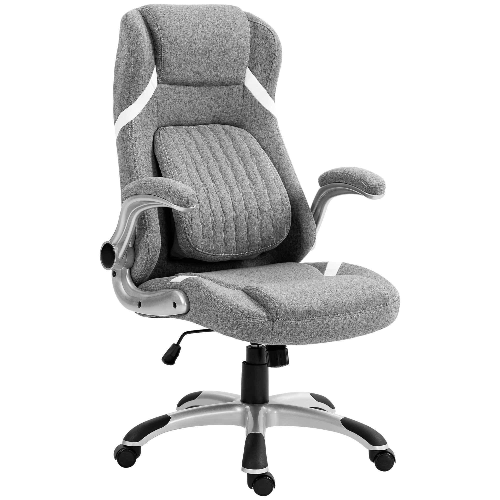 Linen-Look Office Chair, with Adjustable Height and Tension - Grey