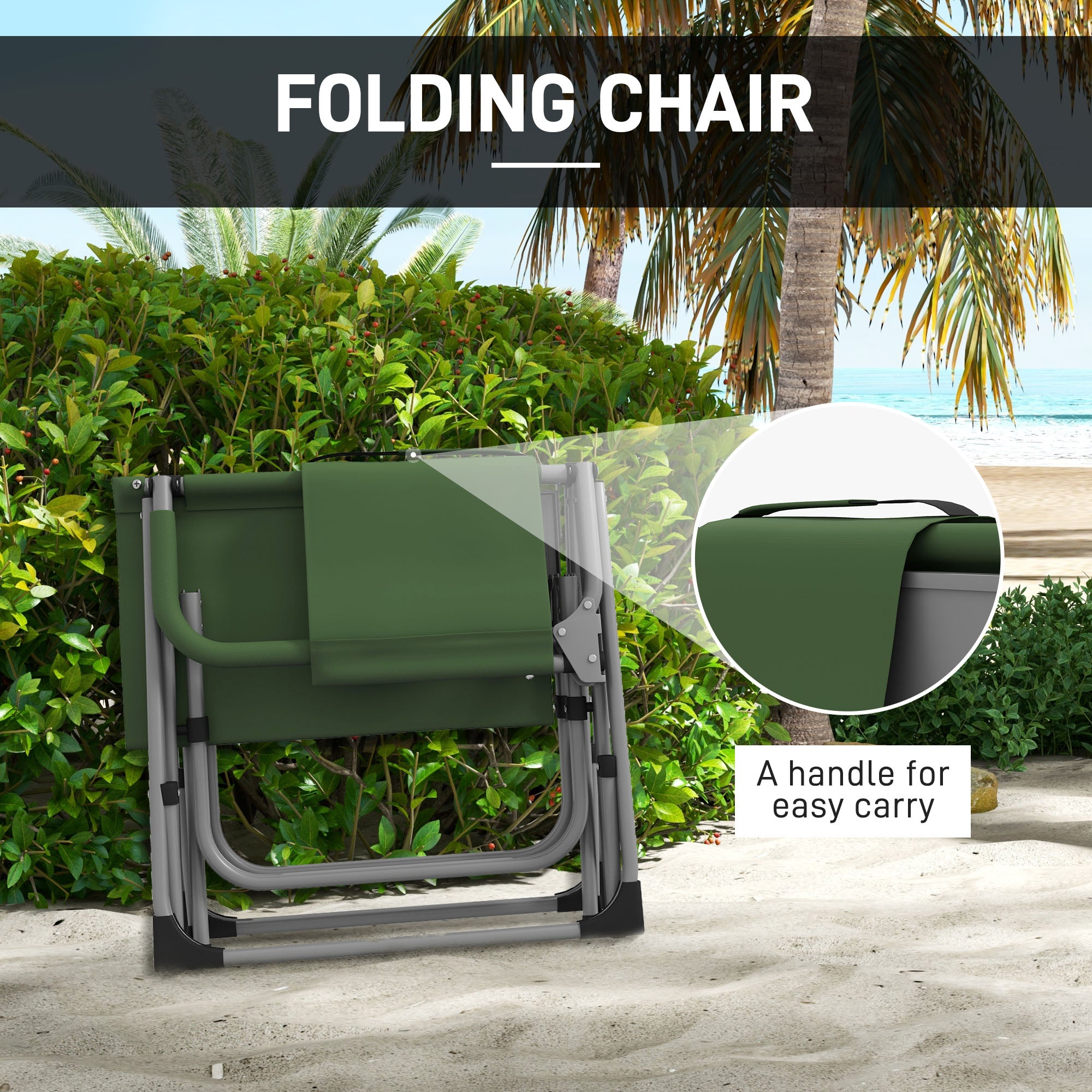 Folding Directors Camping Chair, with Side Table - Green