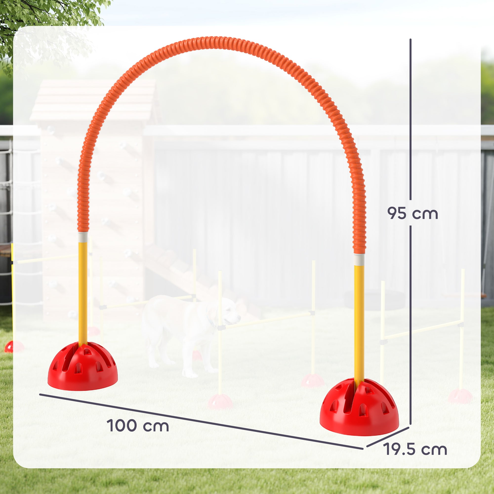 4 Piece Dog Agility Training Equipment with 4 Adjustable Width Doors, Carry Bag, for Garden, Orange