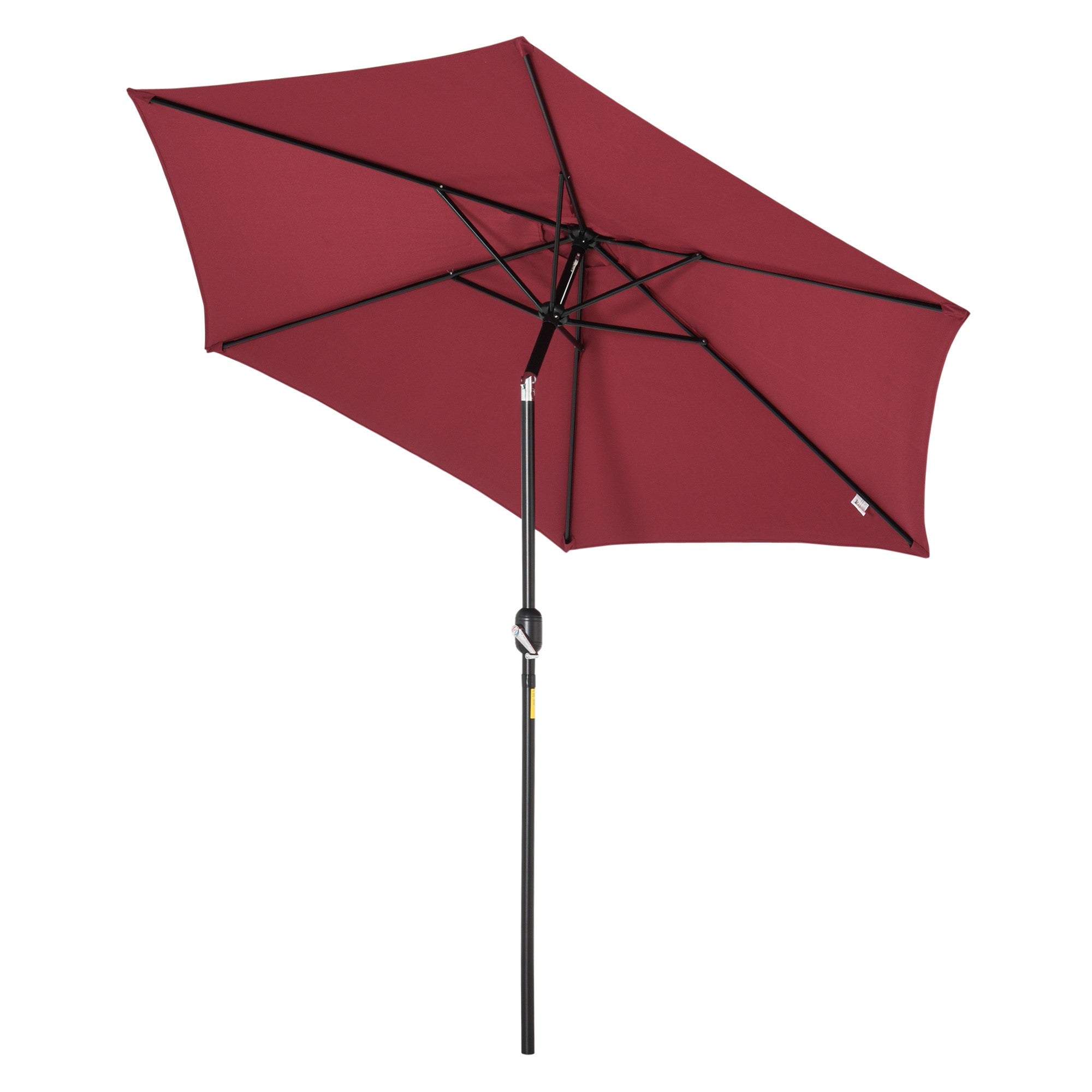 2.7M Garden Parasol Umbrella with Tilt and Crank, Outdoor Sun Parasol Sunshade Shelter with Aluminium Frame, Wine Red