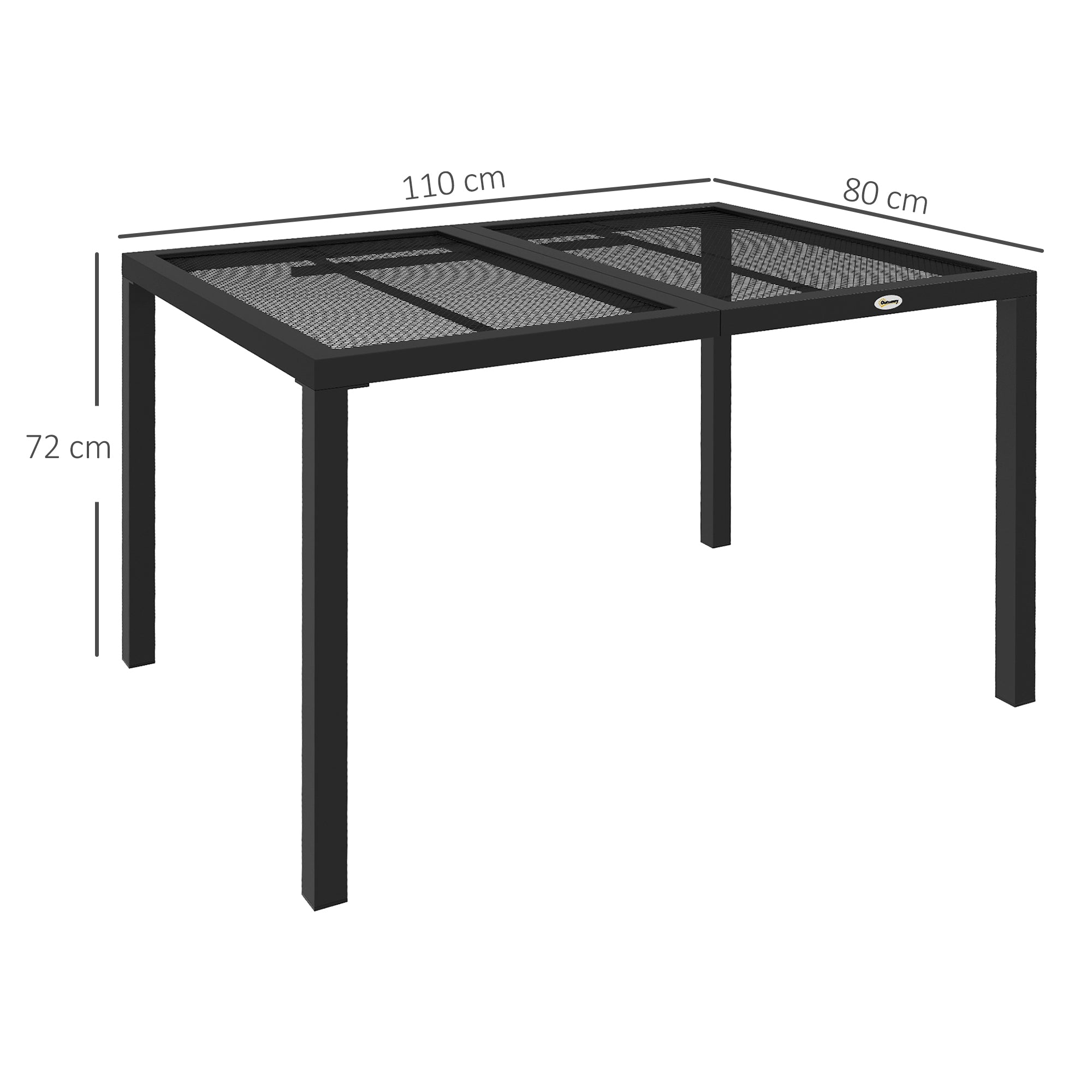 Four-Seater Steel Garden Table, with Wired Top - Grey