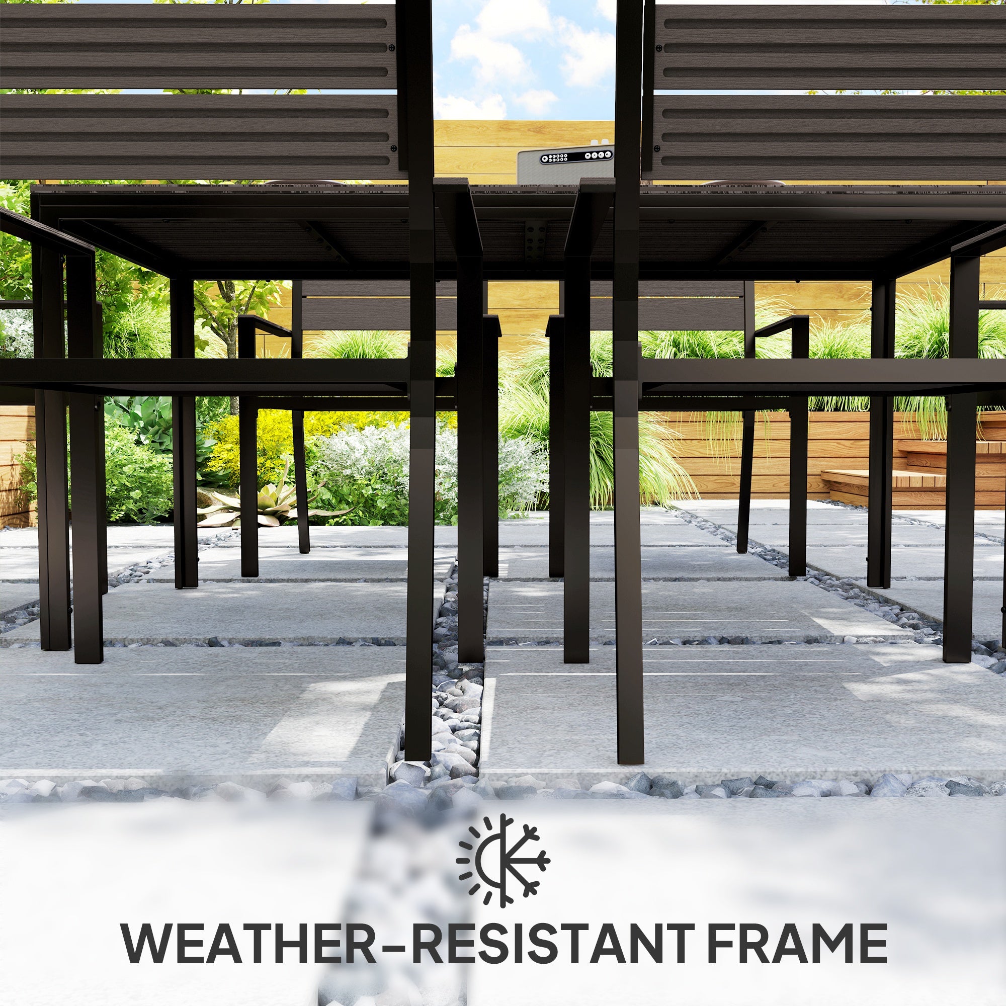 7 Piece Garden Furniture Set with HDPE Table and Stackable Chairs - Dark Brown