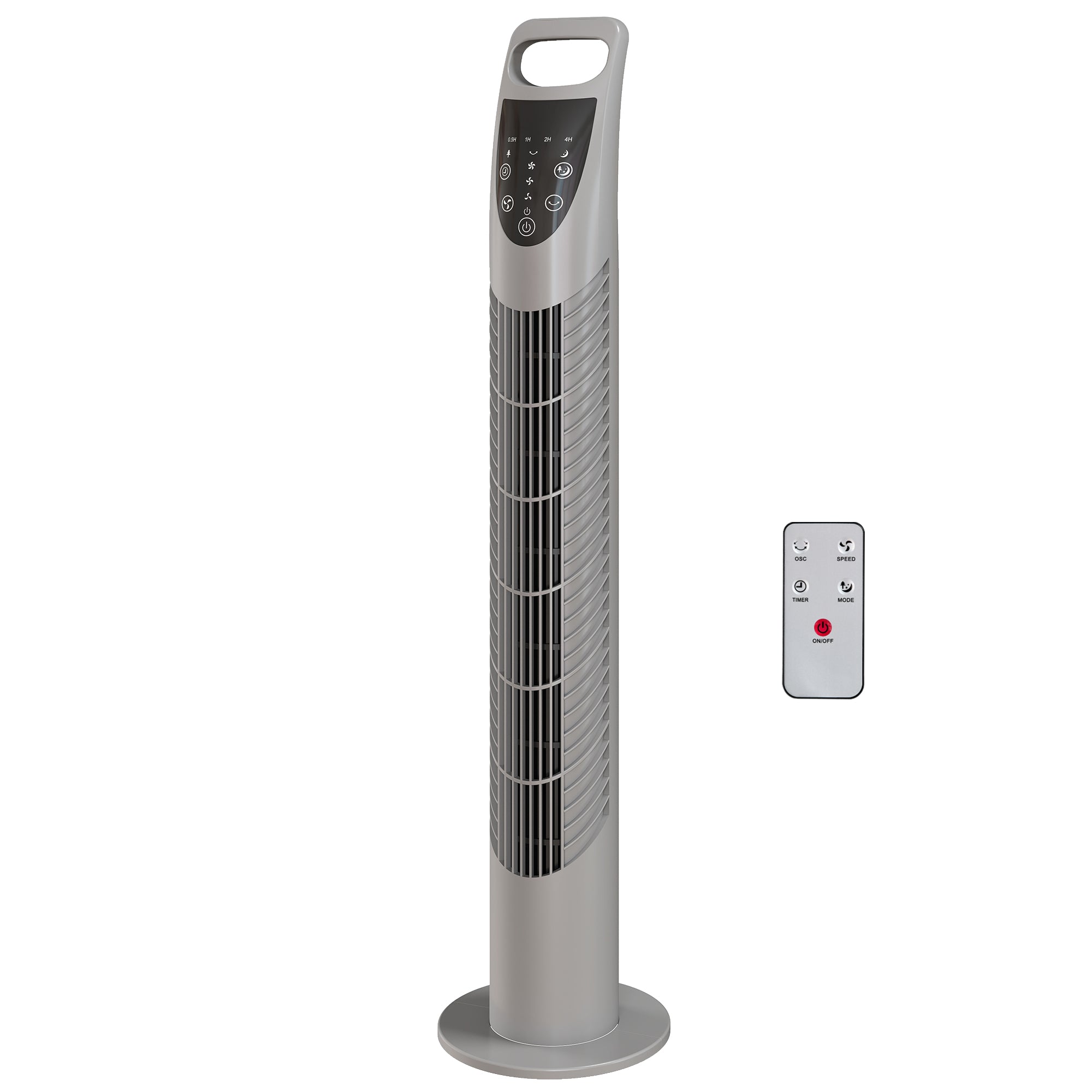 Tower Fan Oscillating 3 Speeds 3 Winds 40W w/ RC Timer Quiet - Grey