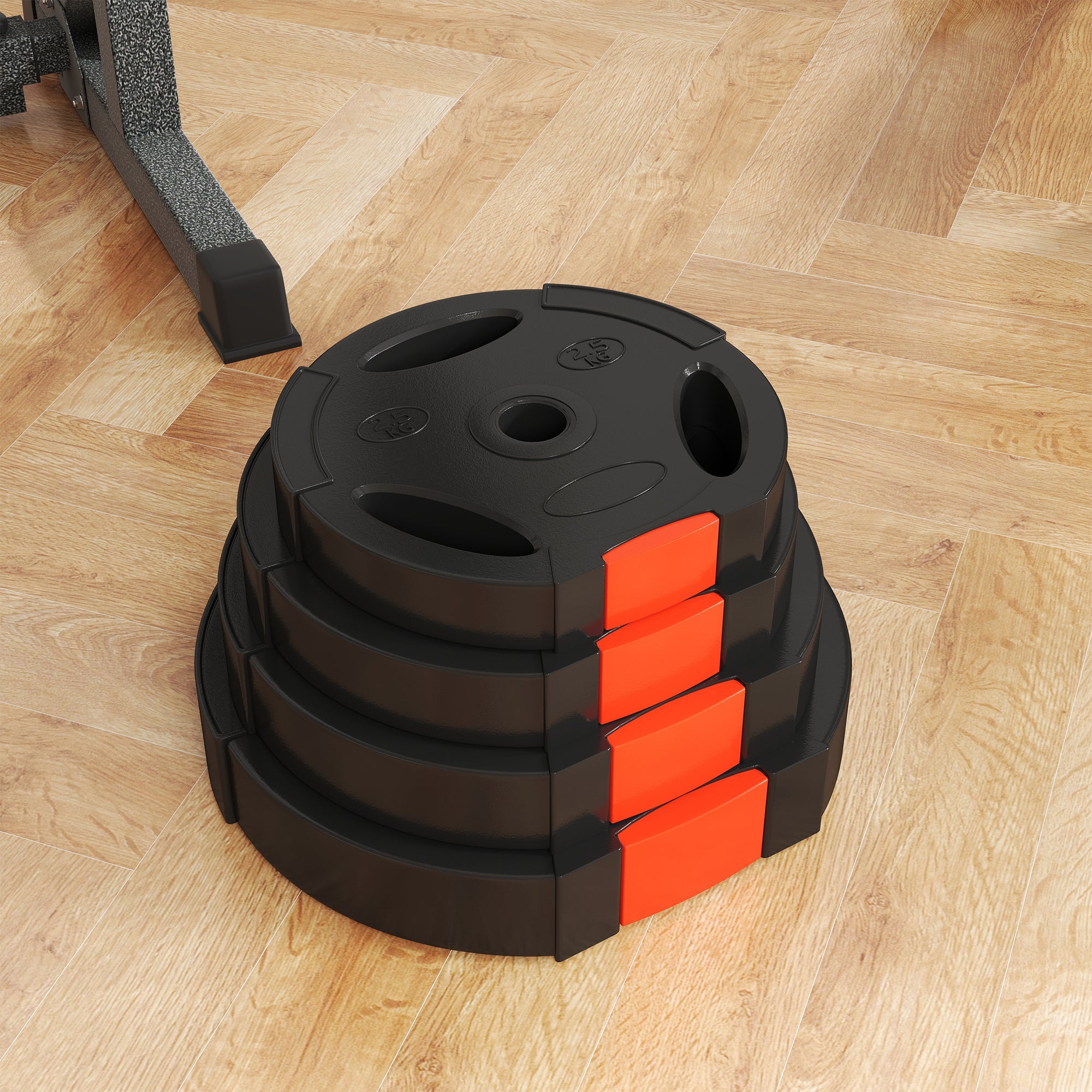Weight Plates Set, with Two 7.5kg and Two 5kg weights, Black
