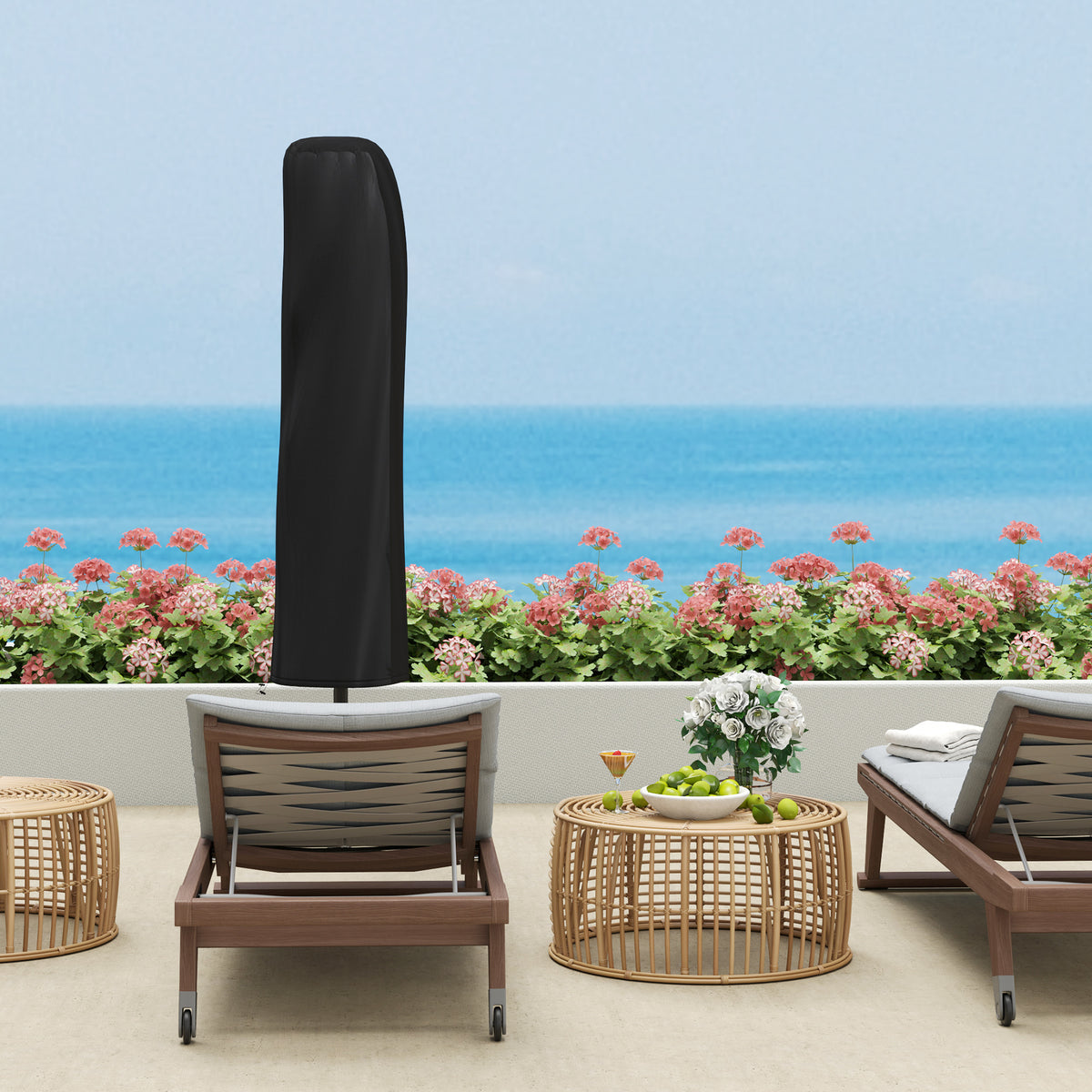 3m Garden Cantilever Parasol with Crank, Tilt, Cover & Wind Strap - Grey
