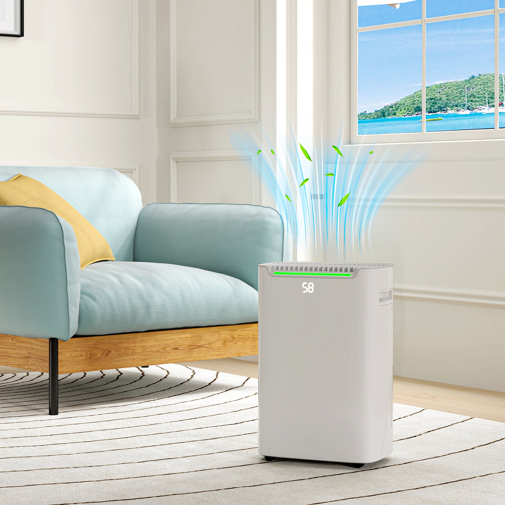 20L/Day Dehumidifier with Continuous Drainage, 2.5L Water Tank, 24H Timer On/off, Digital Humidity Display, Air Filter, Dehumidifier for Home Damp, Bedroom, Condensation, Mould, Laundry Drying