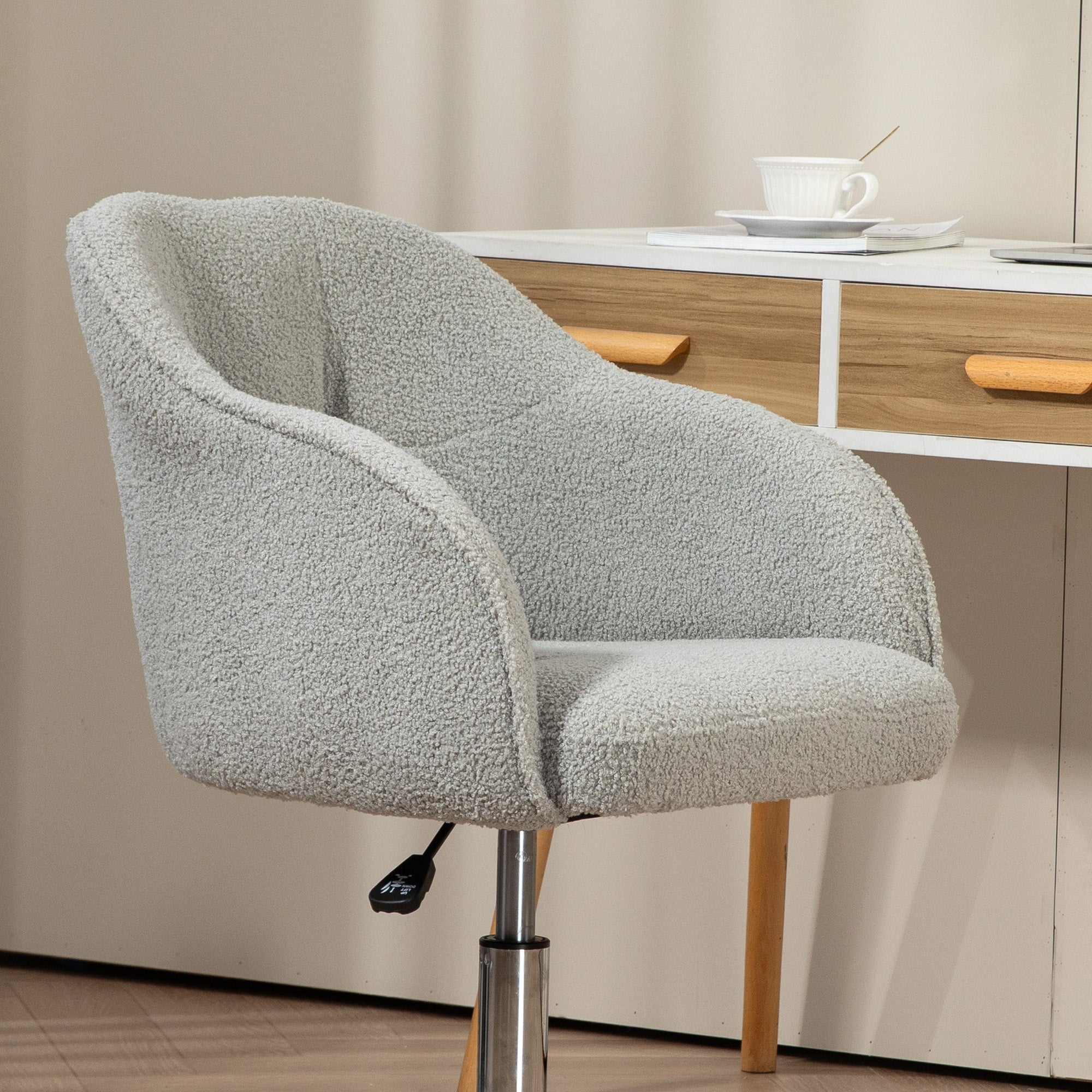 Teddy Fleece Swivel Office Chair - Grey