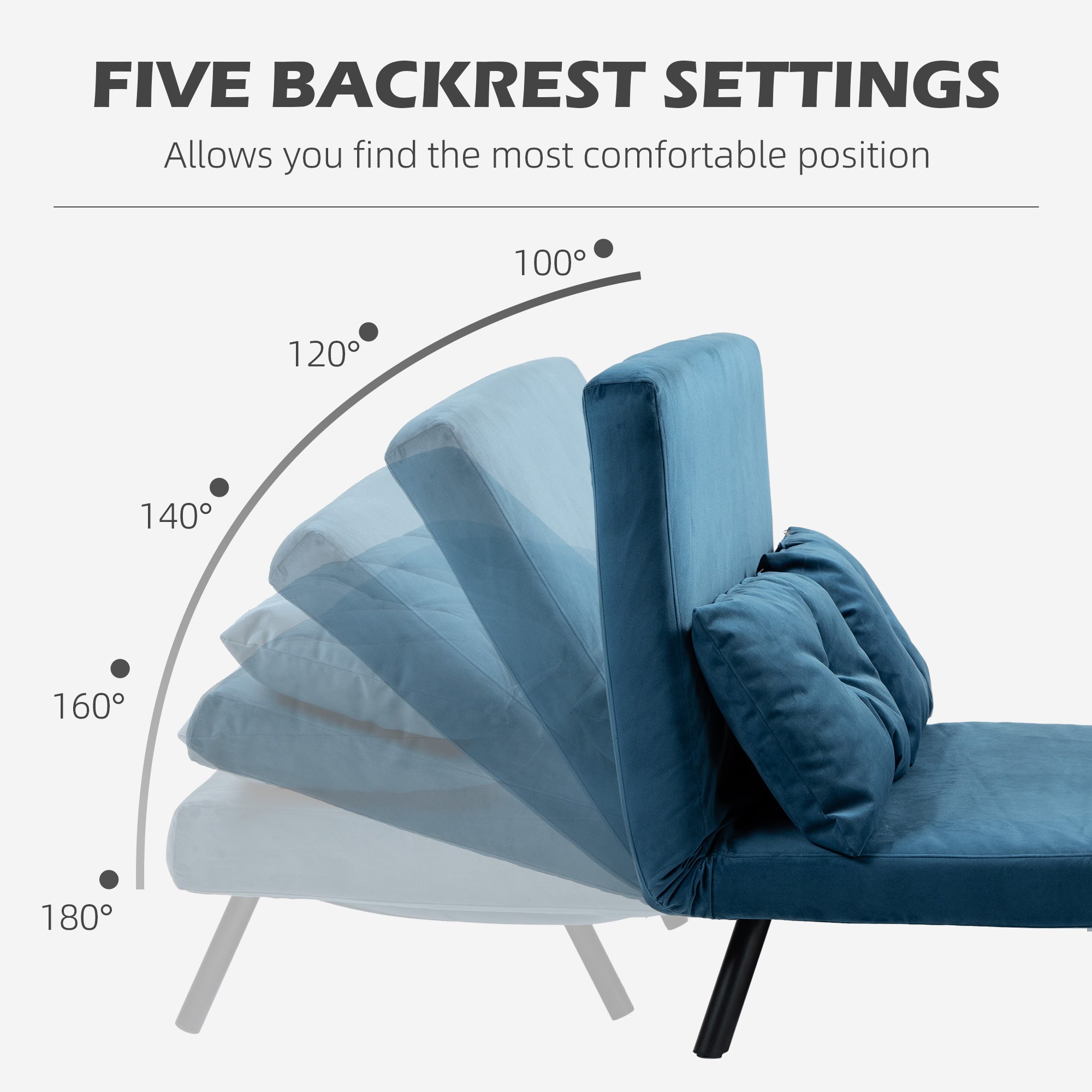 4-in-1 Velvet-Feel Double Sofa Bed, with Pillows - Blue