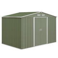 9 x 6ft Metal Garden Storage Shed with Lockable Double Doors & Foundation Kit - Light Green