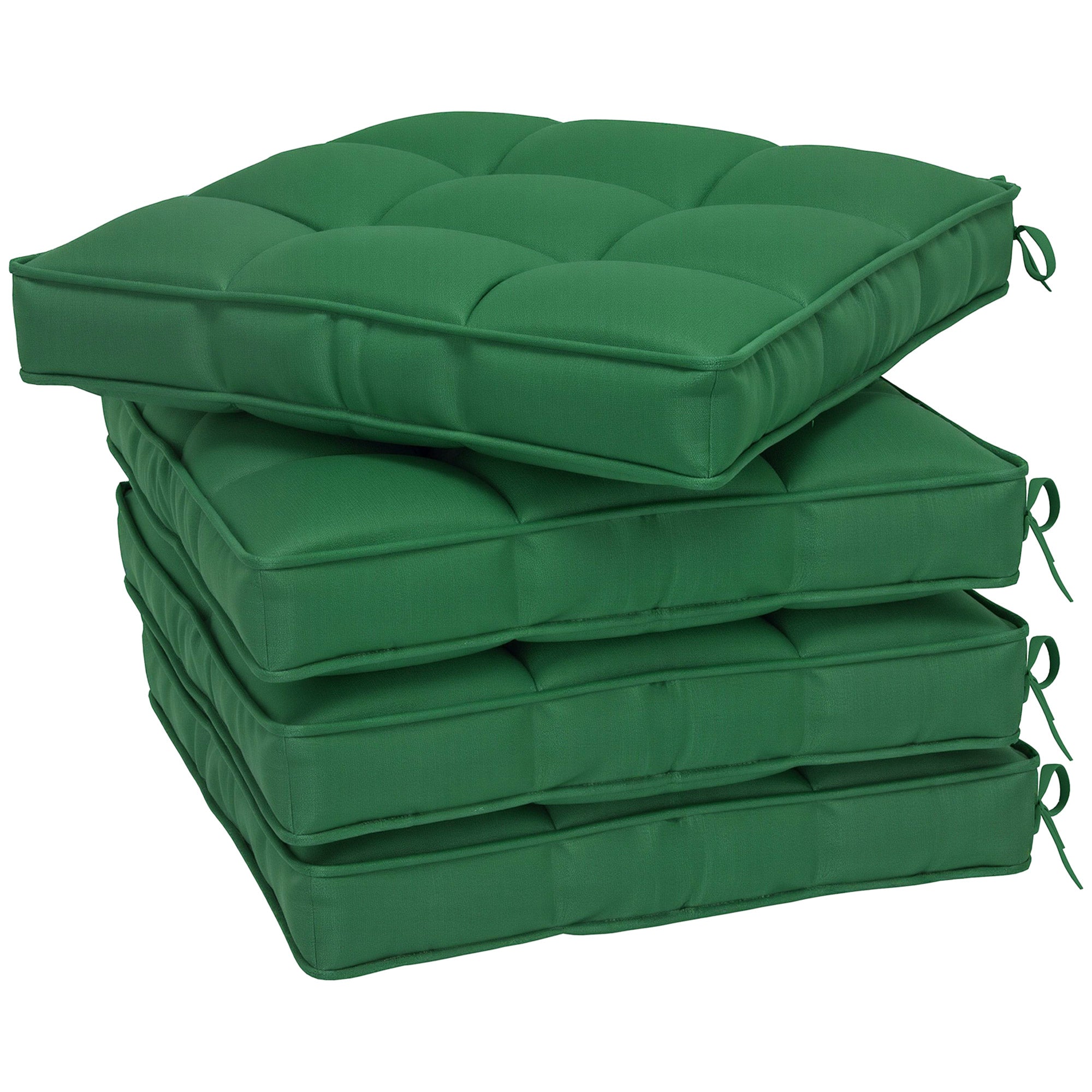 Set of 4 42 x 42cm Outdoor Seat Cushions - Green