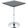 Modern Height Adjustable Counter Bar Table with 360° Swivel Top and Electroplated Metal Base - Black and Silver