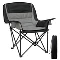Portable Padded Camping Chair with Cup Holders and Carry Bag - Black/Grey