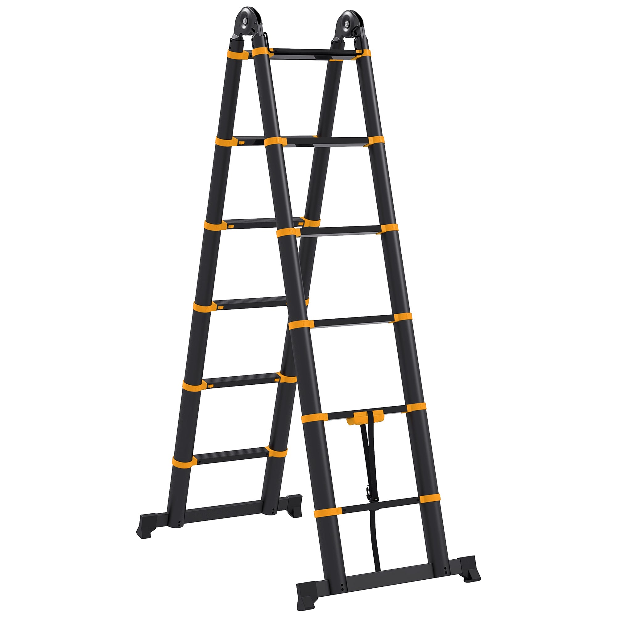 3.8m Duo Aluminium Ladder w/ Tool Holder - Yellow