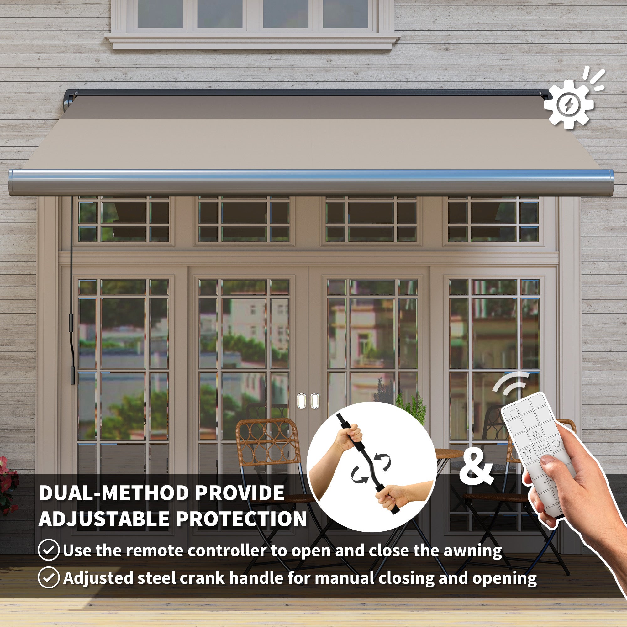 3 Metre Electric Retractable Awning with Aluminium Frame - Light Grey