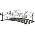 184cm Metal Arch Garden Garden Bridge, Safety Siderails, Arc Footbridge for Garden Creek, Stream, Pond, Black