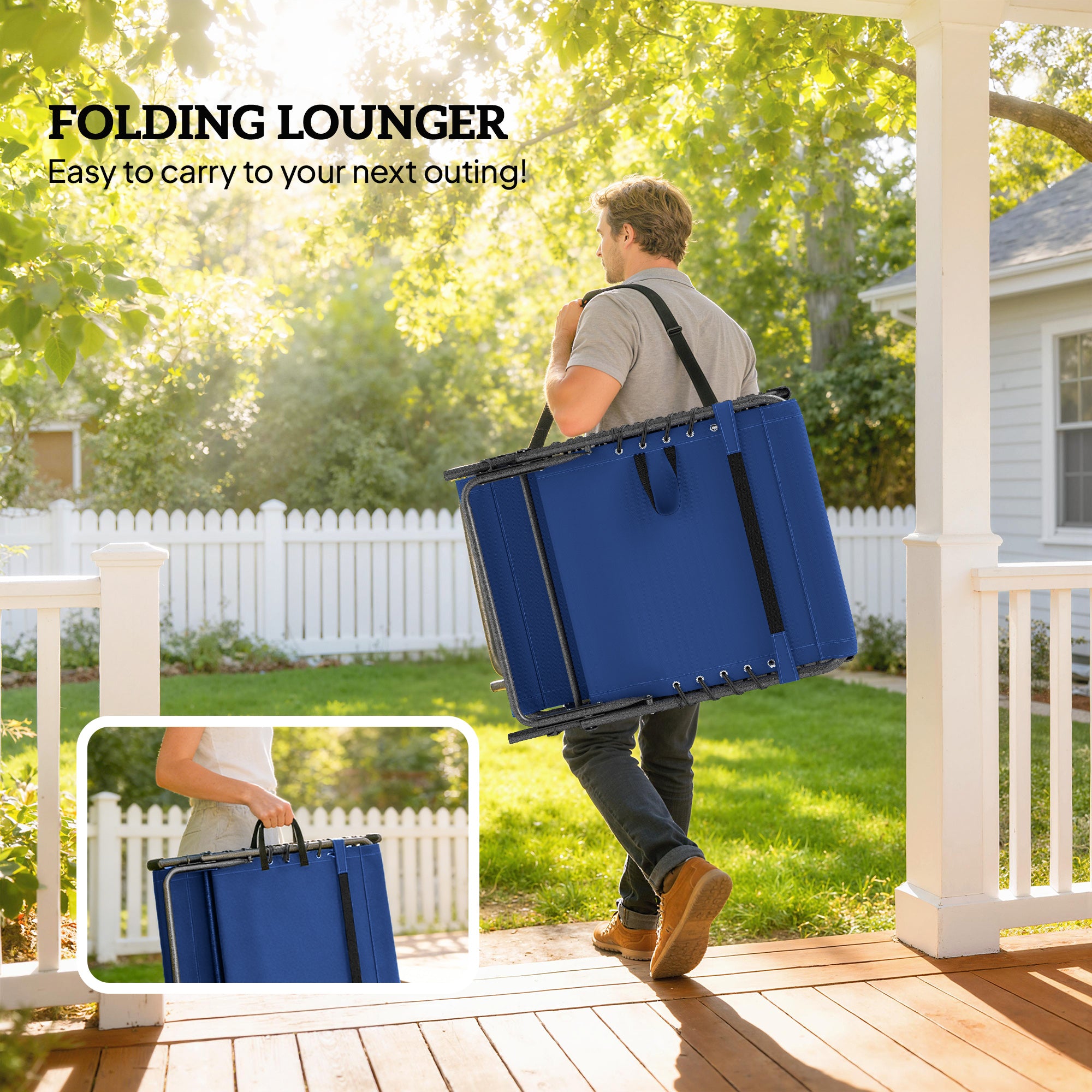 Five-Position Reclining Sun Loungers Set of 2 - Dark Blue
