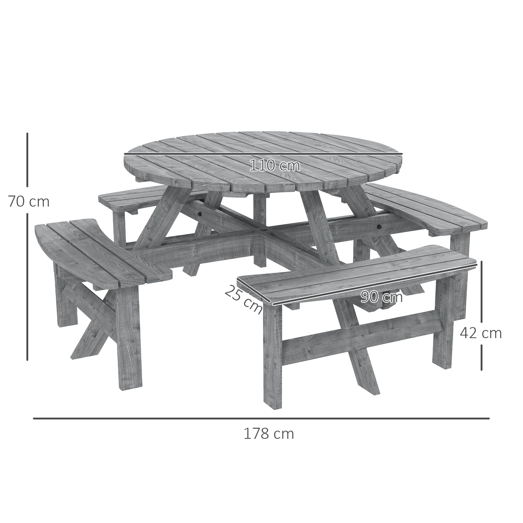 8-Seater Wooden Picnic Set-Fir Wood