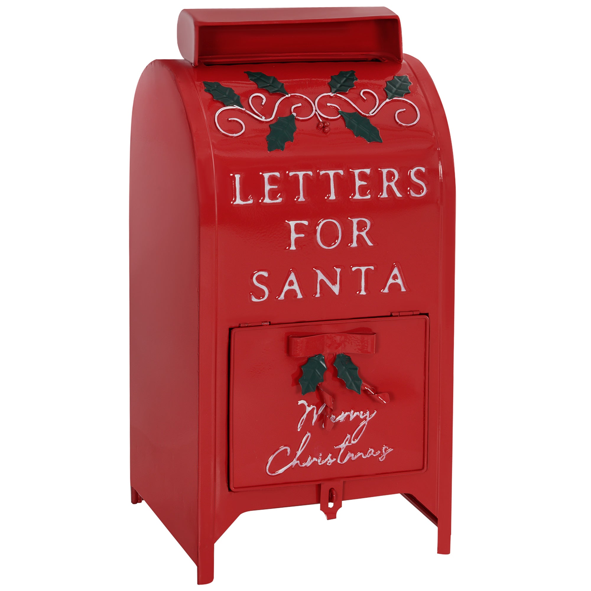 Christmas Post Box, Letters for Santa Mailbox, Freestanding or Wall Mounted Postbox, Indoor Christmas Decoration, Red