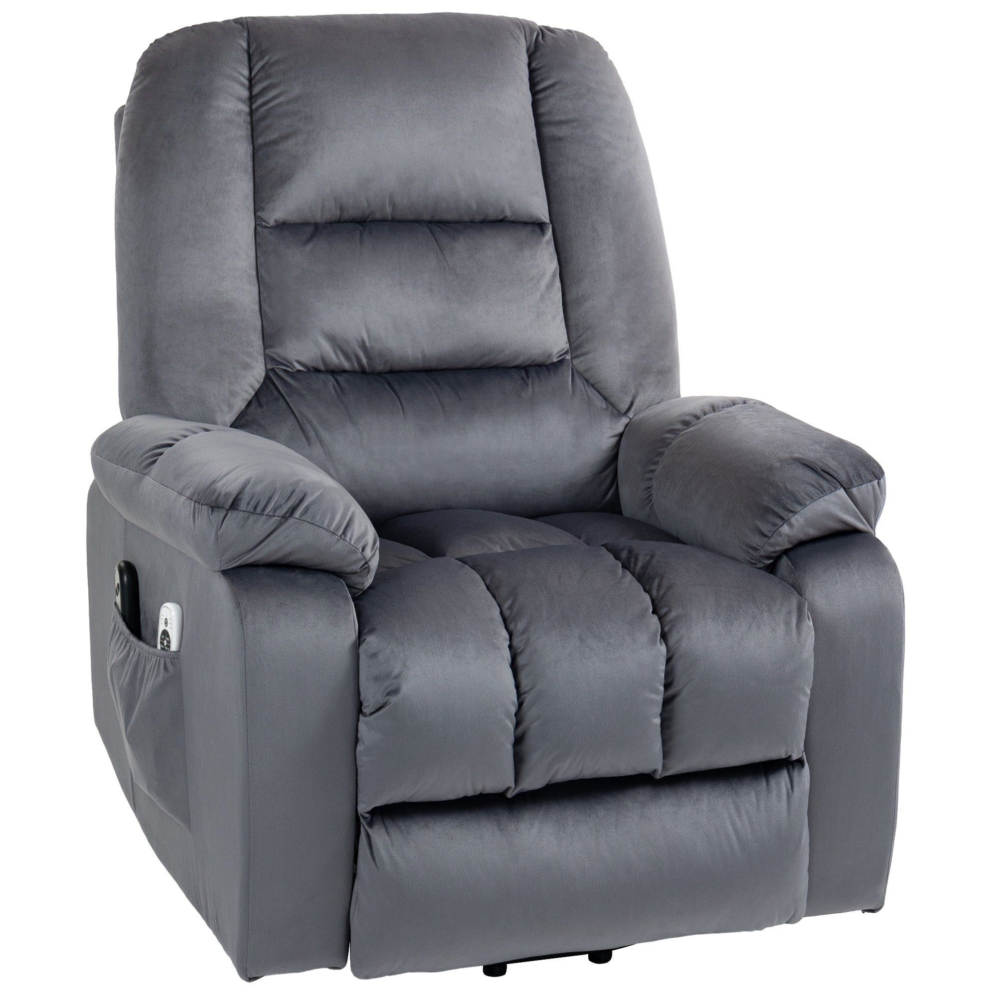 Leathaire Eight Massage Point Armchair, with Heat and Reclining Back - Grey