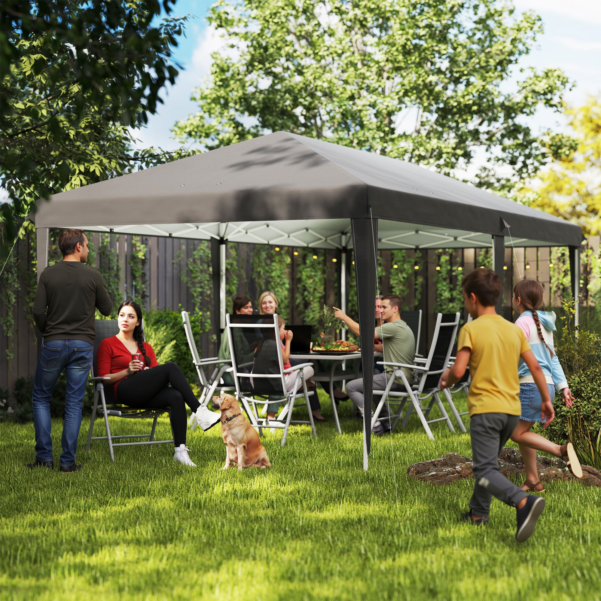 6 x 3 Metre Pop-Up Gazebo with Steel Frame - Grey