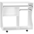 Multi-Storage Compact Work Desk with Wheels - White