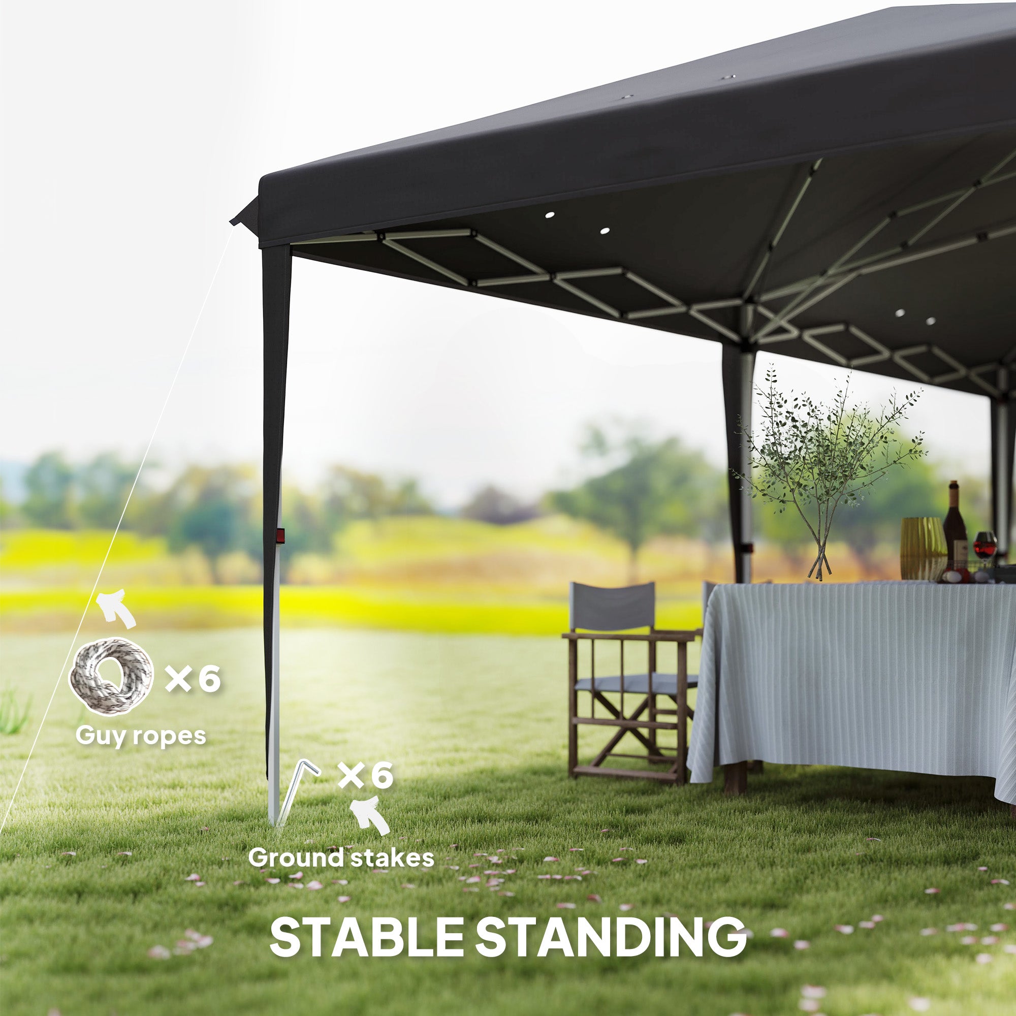 6 x 3 Metre Pop-Up Gazebo with Steel Frame - Grey