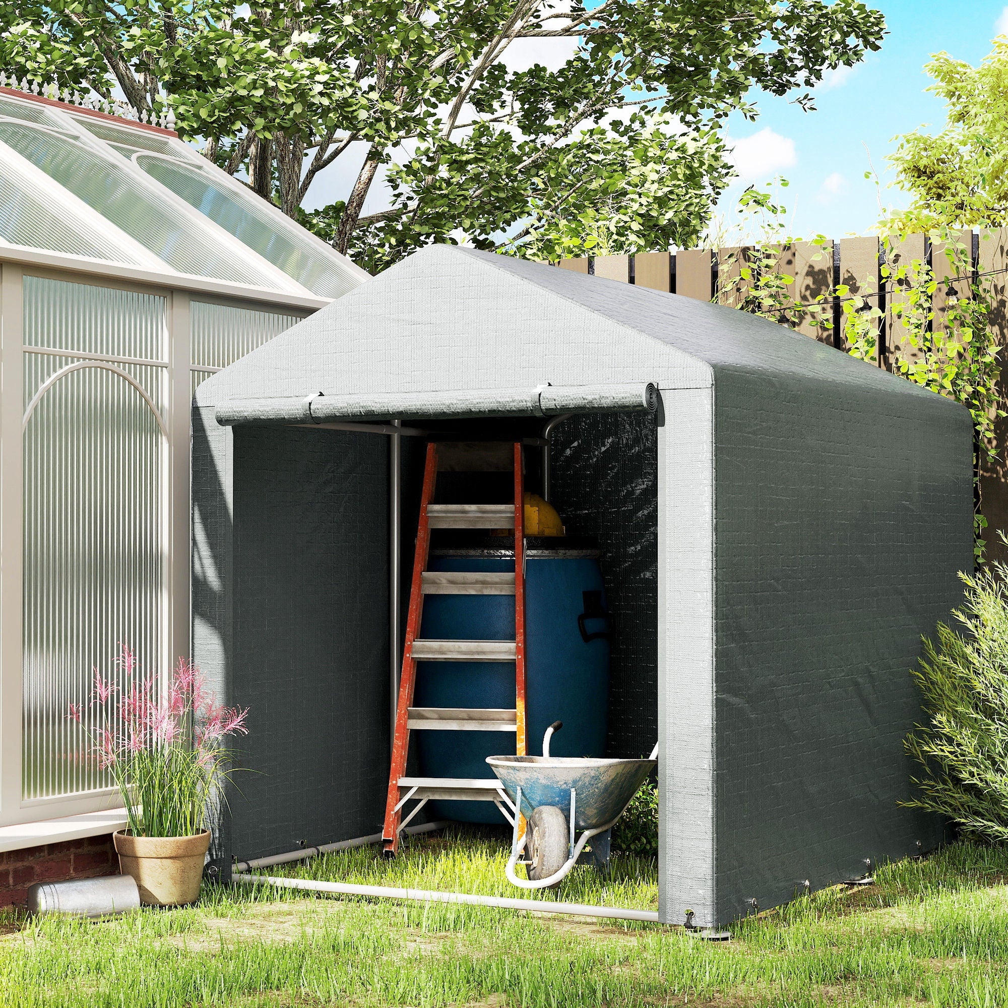 2.2 x 1.6 m Outdoor Storage Tent, with Accessories - Light Grey