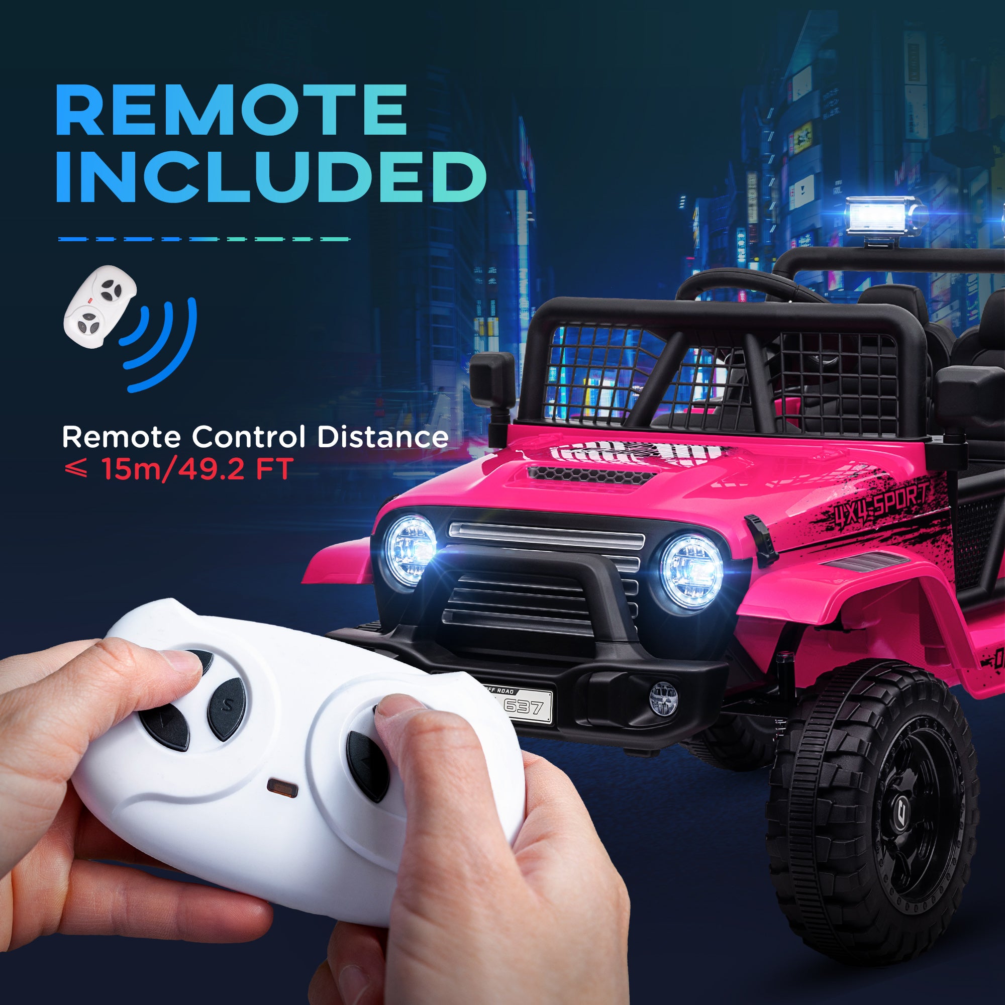 12V Kids Electric Ride-On Truck with Remote, Music, Horn & Lights - Pink