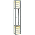 Modern Floor Lamp with Dual Lights and Shelves, Pull Chain Switch - Light Grey