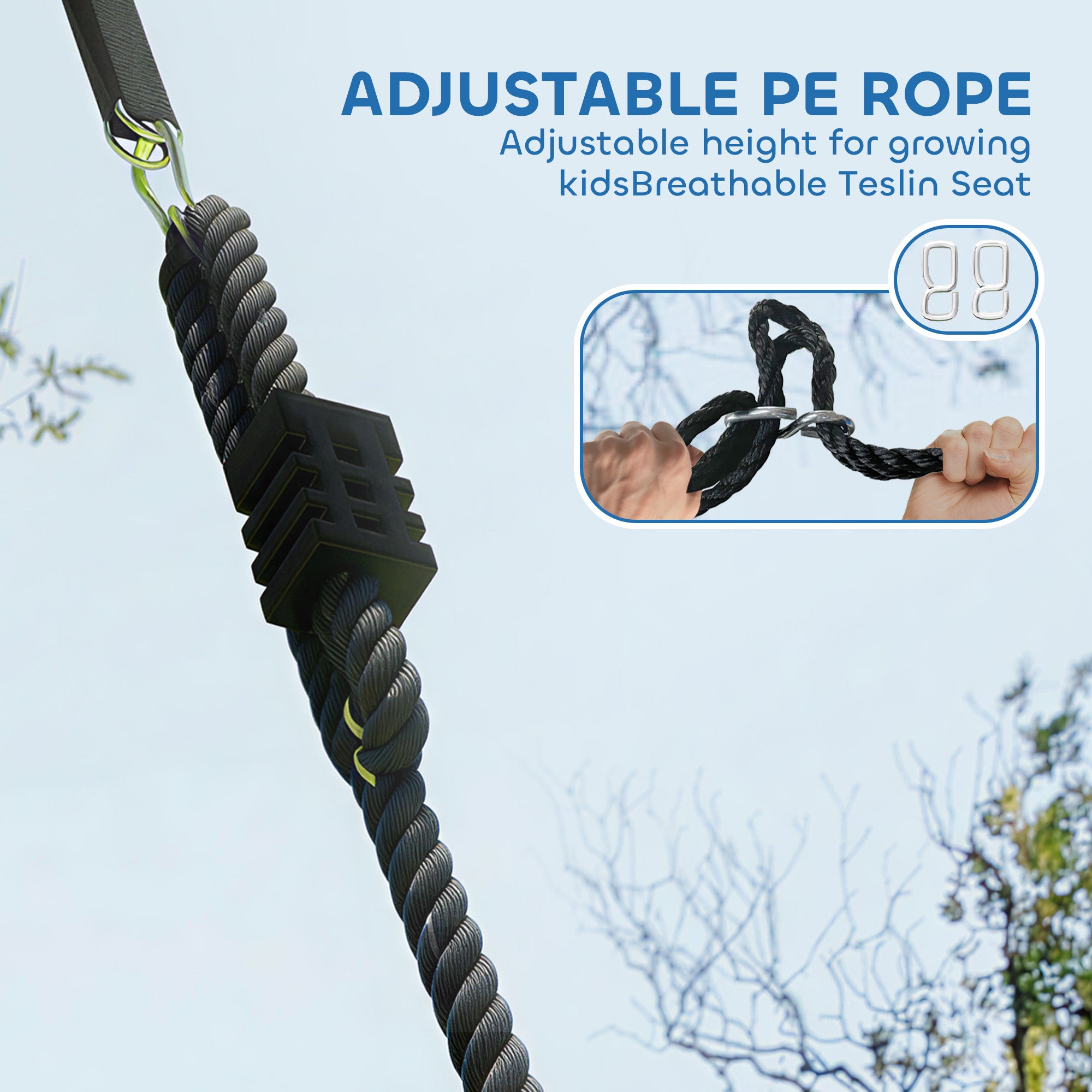 Nest Swing with Adjustable Ropes and Tree Straps, Basket Swing for Kids, 300KG Capacity for Indoor Outdoor, Blue