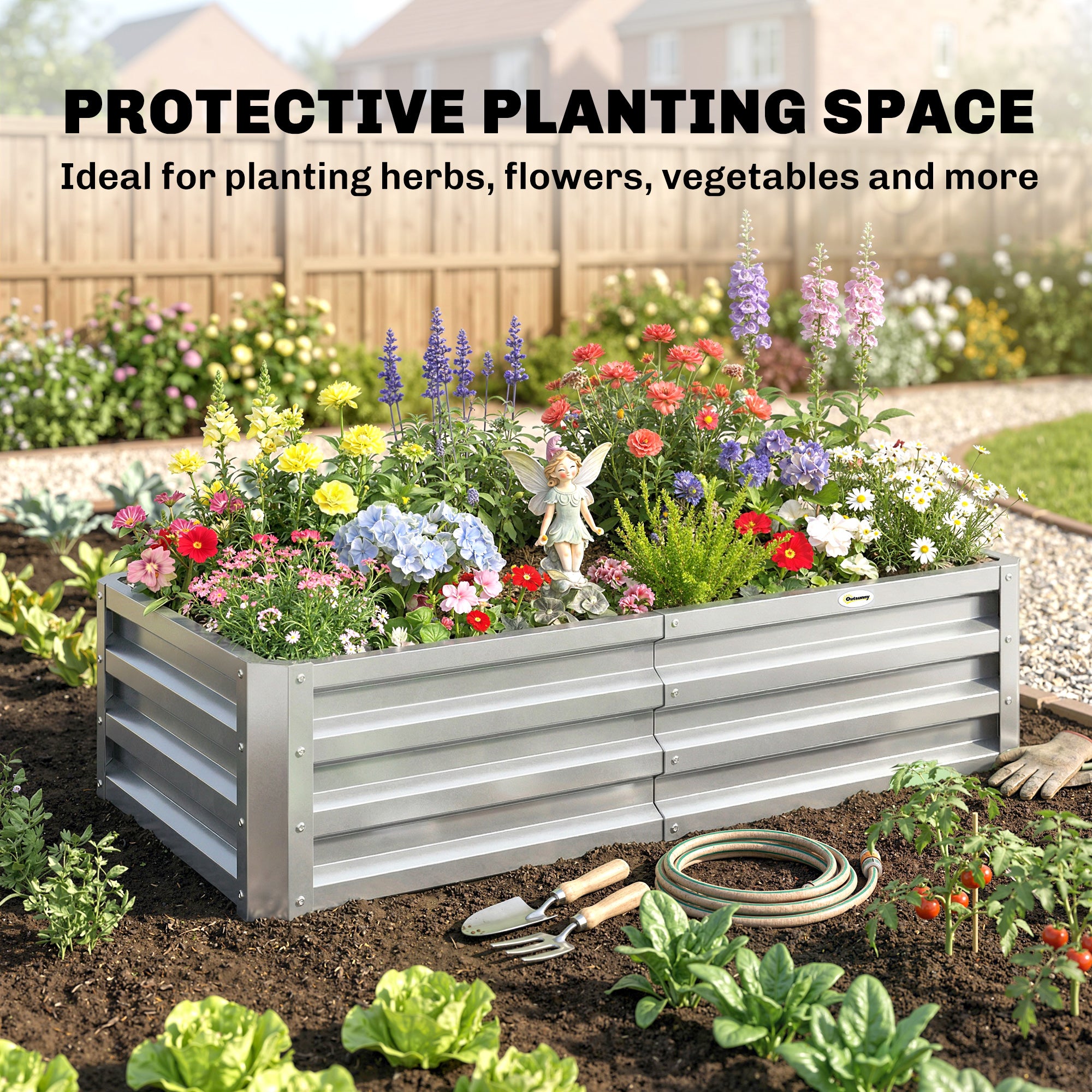 Raised Beds for Garden, Galvanized Outdoor Planters, for Herbs and Vegetables, Use for Patio, Backyard, Balcony, Silver