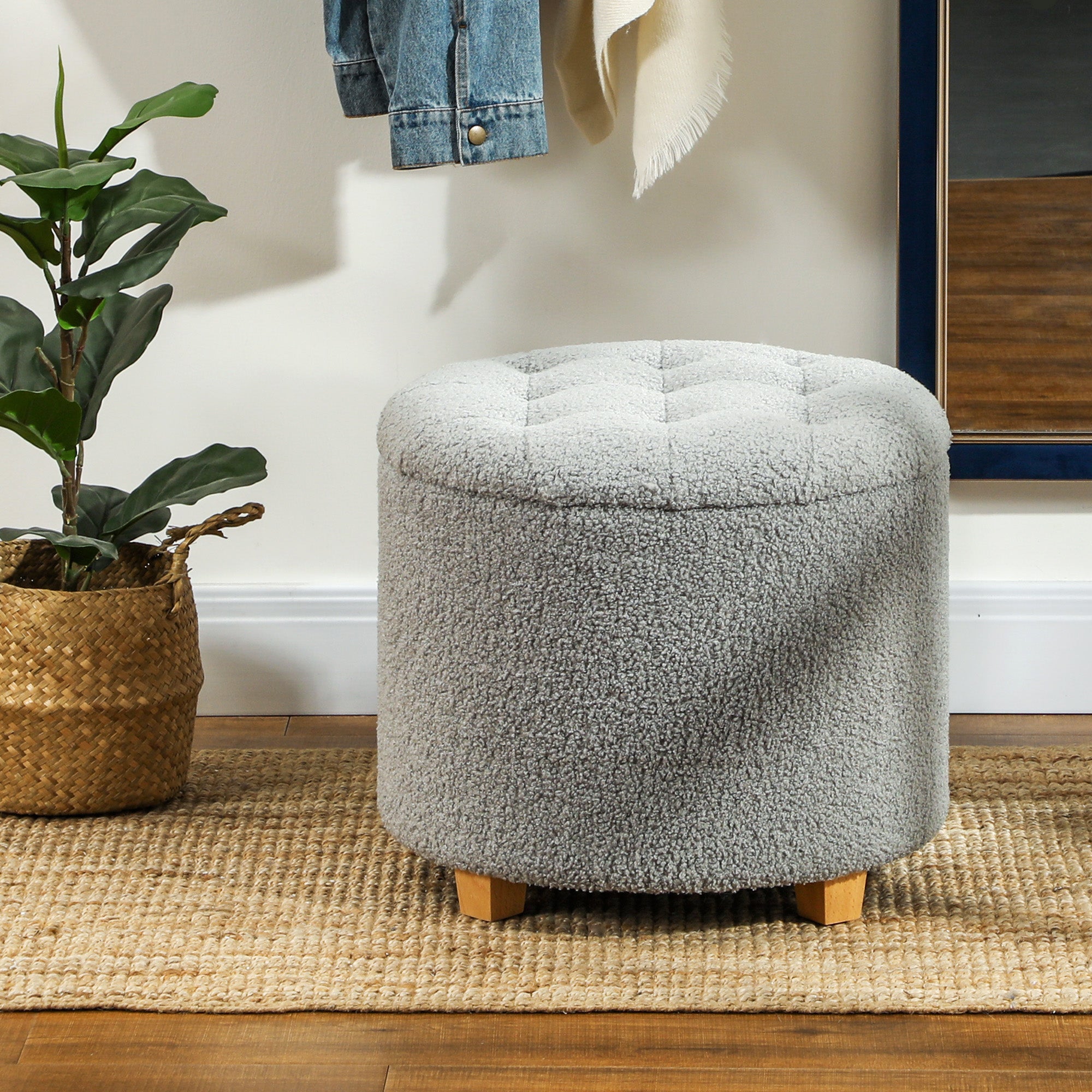31.8L Teddy Fleece Storage Ottoman - Grey