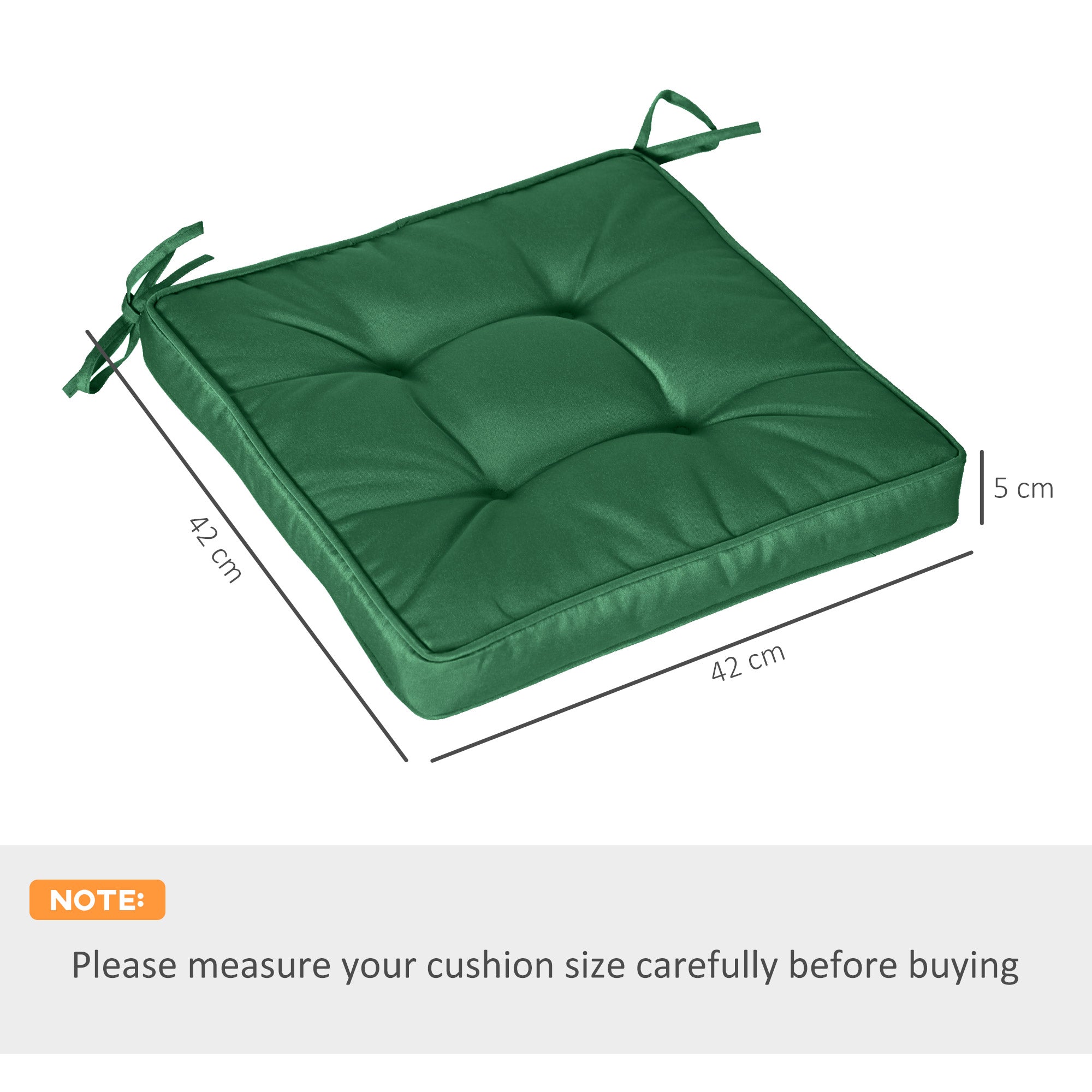 Set of 4 42 x 42cm Outdoor Seat Cushions - Green