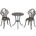 3 Piece Aluminium Patio Bistro Set with Umbrella Hole - Bronze Tone
